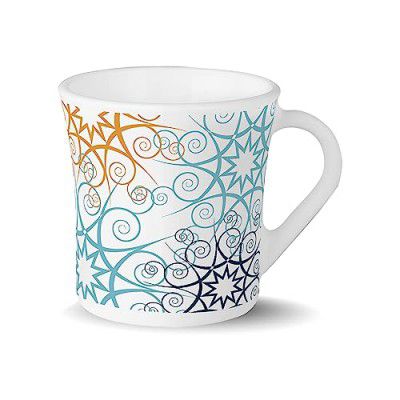 Larah by Borosil Novelty Series Maya Opalware Mug - Set of 2 Tea/Coffee Mugs, 280 ml Each, White