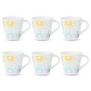 Larah by Borosil Novelty Series Maya Opalware Mug, Set of 6 Tea/Coffee Mugs, 110 ml Each, White...