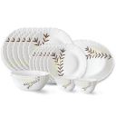 Larah by Borosil Oak Fluted Series Opalware Dinner Set | 21 Pieces for Family of 6...