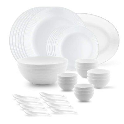 Larah by BOROSIL Opalware Dinner Set - 33 Pieces White