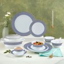 Larah by Borosil Opalware Dinner Set | 62 Pcs for Family of 8  (Emerald Weave)...