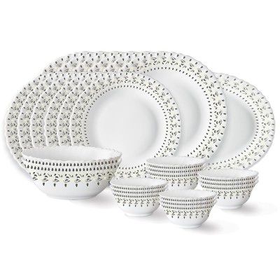 Larah by Borosil Ora Gold Fluted Series Opalware Dinner Set | 27 Pieces for Family of 6 | Microwave & Dishwasher Safe | Bone-Ash Free | Crockery Set for Dining & Gifting | Plates & Bowls | White