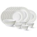 Larah by Borosil Ora Gold Fluted Series Opalware Dinner Set | 27 Pieces for Family of 6 | Microwave & Dishwasher Safe | Bone-Ash Free | Crockery Set for Dining & Gifting | Plates & Bowls | White...