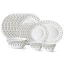 Larah by Borosil Ora Gold Fluted Series Opalware Dinner Set | 21 Pieces for Family of 6 | Microwave & Dishwasher Safe | Bone-Ash Free | Crockery Set for Dining & Gifting | Plates & Bowls | White...