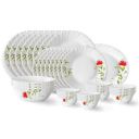 Larah by Borosil Oriental Fluted Series Opalware Dinner Set | 36 Pieces for Family of 8 | Microwave & Dishwasher Safe...
