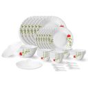 Larah by Borosil Oriental Fluted Series Opalware Dinner Set | 40 Pieces for Family of 6 | Microwave & Dishwasher Safe | Bone-Ash Free | Crockery Set for Dining & Gifting | Plates & Bowls | White...