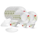 Larah by Borosil Oriental Fluted Series Opalware Dinner Set | 23 Pieces for Family of 6 ...