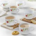 Larah by Borosil Oriental Opalware Cup Set of 6 pcs | Tea/Coffee Cups 140 ml | Microwave & Dishwasher Safe, White...