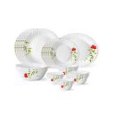 Larah By Borosil Oriental Opalware Dinner Set, 27 Pcs, White...