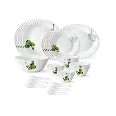 Larah By Borosil Oval Opalware Dinner Set, 33 Pcs, White