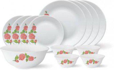 Larah by Borosil Pack of 13 Opalware Rose Gold Dinner Set