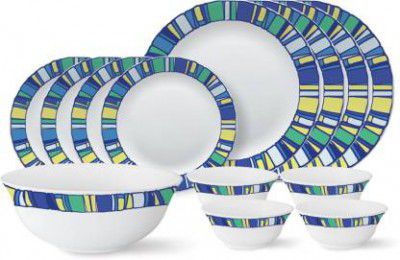 Larah by Borosil Pack of 13 Opalware Sapphire Dinner Set