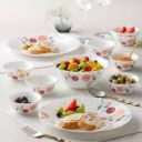 Larah by Borosil Pack of 17 Opalware Dahlia Galaxy Series Crockery for Dining & Gifting Dinner Set  (White, Pink, Microwave Safe)...