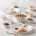 Larah by Borosil Pack of 17 Opalware Rosalie Galaxy Series Crockery for Dining & Gifting Dinner Set  (White, Red, Microwave Safe)...