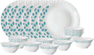 Larah by Borosil Pack of 18 Opalware Dinner Set