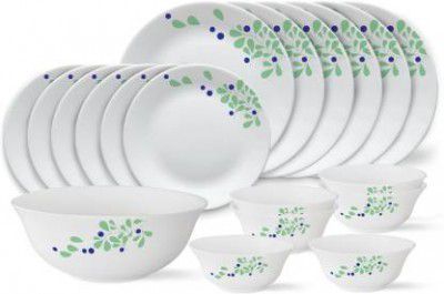 Larah by Borosil Pack of 19 Opalware Foliage Dinner Set