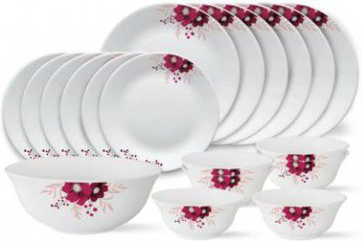 Larah by Borosil Pack of 19 Opalware Paradise Dinner Set