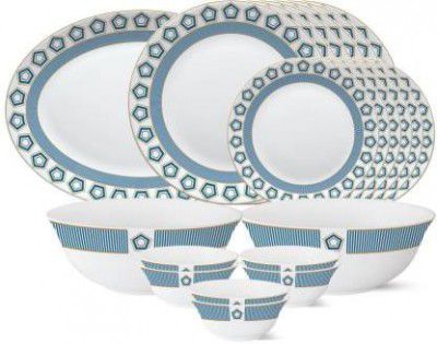 Larah by Borosil Pack of 21 Opalware Crystal Dinner Set  (White, Microwave Safe)