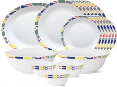 Larah by Borosil Pack of 21 Opalware Garnet Dinner Set