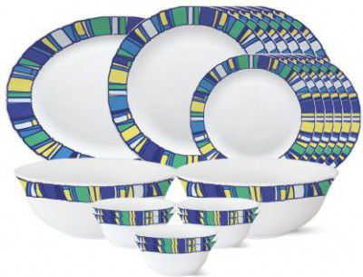 Larah by Borosil Pack of 21 Opalware Sapphire Dinner Set