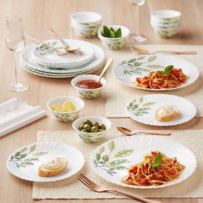 Larah by Borosil Pack of 24 Opalware Fauna Dinner Set