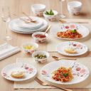 Larah by Borosil Pack of 24 Opalware Galaxy Series Dahlia Crockery Set for Dining & Gifting Dinner Set  (White, Pink, Microwave Safe)...