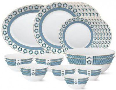 Larah by Borosil Pack of 27 Opalware Crystal Dinner Set