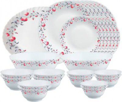 Larah by Borosil Pack of 27 Opalware Pentas Dinner Set