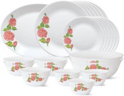 Larah by Borosil Pack of 27 Opalware Rose Gold Dinner Set