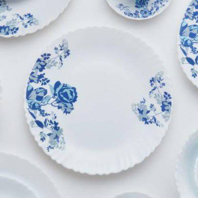 Larah by Borosil Pack of 33 Opalware Blue Cascade Dinner Set