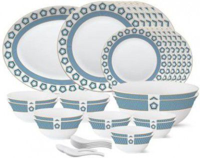 Larah by Borosil Pack of 33 Opalware Crystal Dinner Set
