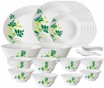 Larah by Borosil Pack of 33 Opalware Fern Dinner Set