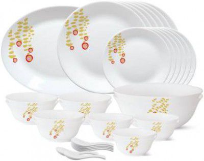 Larah by Borosil Pack of 33 Opalware Pebbles Dinner Set
