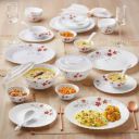 Larah by Borosil Pack of 34 Set for Dining & Gifting, Plate & Bowl Dinner Set  (Orange, Red, Grey, Microwave Safe)...