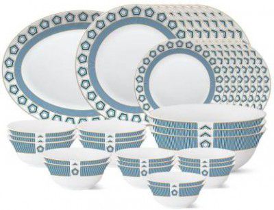 Larah by Borosil Pack of 36 Opalware Crystal Dinner Set