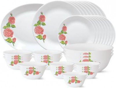 Larah by Borosil Pack of 36 Opalware Rose Gold Dinner Se