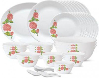 Larah by Borosil Pack of 44 Opalware Rose Gold Dinner Set