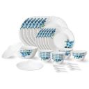 Larah by Borosil Pansy Fluted Series Opalware Dinner Set | 40 Pieces for Family of 6 | White...