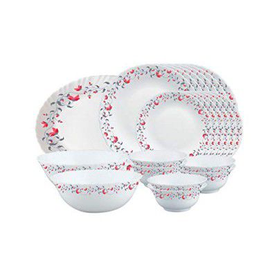 Larah by Borosil Pentas Opalware Dinner Set, 21 Pieces, White