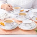 Larah by BOROSIL Premia Series Grandeur 12pc Opalware Tea/Coffee Cup & Saucer Set...