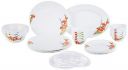 Larah by Borosil Red Iris Fluted Series Opalware Dinner Set | 31 Pieces for Family of 6...