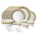 Larah by Borosil Regal Fluted Series Opalware Dinner Set | 33 Pieces for Family of 6 | Microwave & Dishwasher Safe | Bone-Ash Free | Crockery Set for Dining & Gifting | Plates & Bowls | White...
