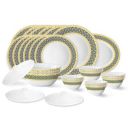 Larah by Borosil Regal Fluted Series Opalware Dinner Set | 31 Pieces for Family of 6 | Plates & Bowls | White...