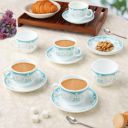 Larah by Borosil Royal Jade Opalware Cup and Saucer Set of 12 pcs...