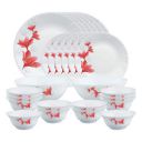 Larah by Borosil Ruby Opalware Dinner Set, 28 Pcs, White