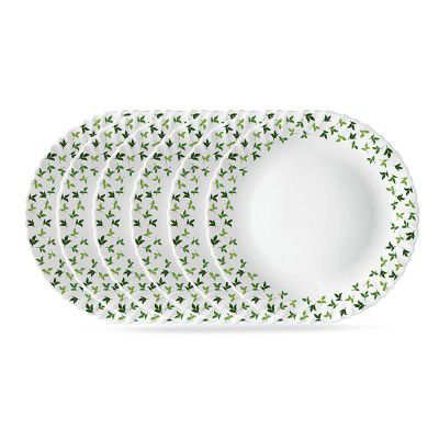 Larah by BOROSIL Sage 6 Pcs Opalware Plate Set (Dia - 10 inch), White
