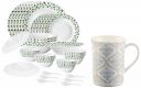 Larah By Borosil Sage Silk Series Opalware Dinner Set, 35 Pieces, White & Larah By Borosil Sivas Mug, 350ml, Multicolor (Opalware)...