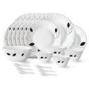 Larah by Borosil Shadow Fluted Series Opalware Dinner Set | 33 Pieces for Family of 6 | Microwave & Dishwasher Safe | Bone-Ash Free | Crockery Set for Dining & Gifting | Plates & Bowls | White...