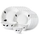 Larah by Borosil Shadow Fluted Series Opalware Floral Dinner Set | 19 Pieces for Family of 6 | Plates & Bowls | White...