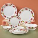 Larah by Borosil Silk Series Bali Opalware Dinner Set | 35 Pieces for Family of 6 | Crockery Set for Dining & Gifting | Plates & Bowls | Floral Pattern...